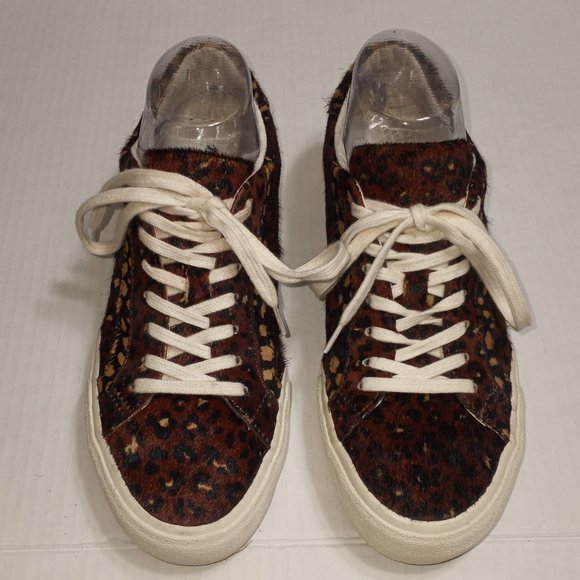 Madewell Low Top Painted Leopard Colorblock Calf Hair Lace Up Sneakers - Picture 5 of 9